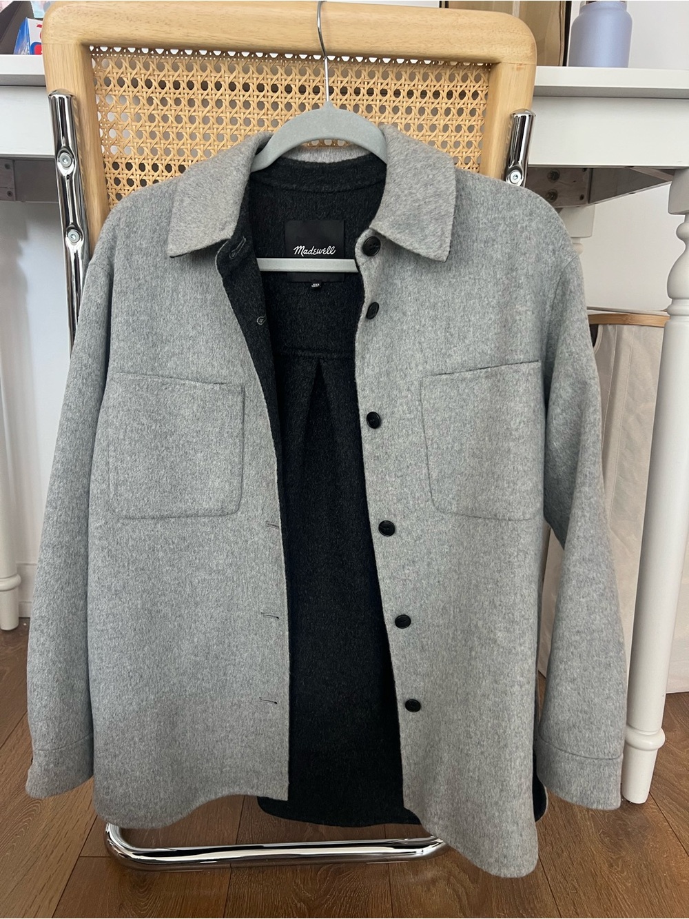Madewell Double-Faced Long Shirt-Jacket in Heather Coal XXS